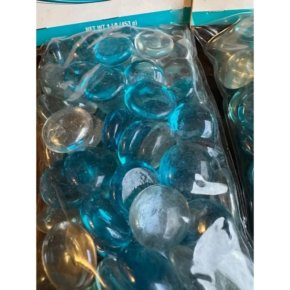 Petco Gravel Accents Glass Gems Ocean‎ Blu Mix Aquarium Decor 2 Bags 1lb Each
